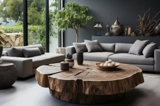 round wooden coffee table