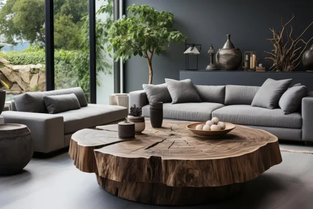 round wooden coffee table